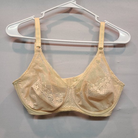 Vintage Chantelle Bra 32D Ivory Mesh Lace Unlined Underwire Made in France - Picture 11 of 11